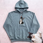 Personalized Cat Hoodie — Cat Custom Illustration Hoodie - Seafoam