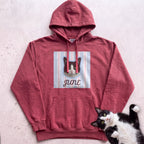 Personalized Cat Hoodie — Custom Pet Portrait Name, Cute Black & White Cat Design - Crimson