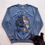 Personalized Cat Portrait Sweatshirt — Custom Pet Names Sweatshirt - Blue Jean