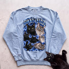 Personalized Cat Portrait Sweatshirt — Custom Pet Names Sweatshirt - Chambray