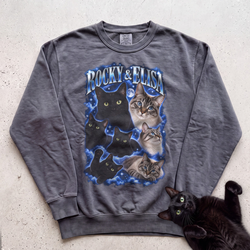 Personalized Cat Portrait Sweatshirt — Custom Pet Names Sweatshirt - Pepper