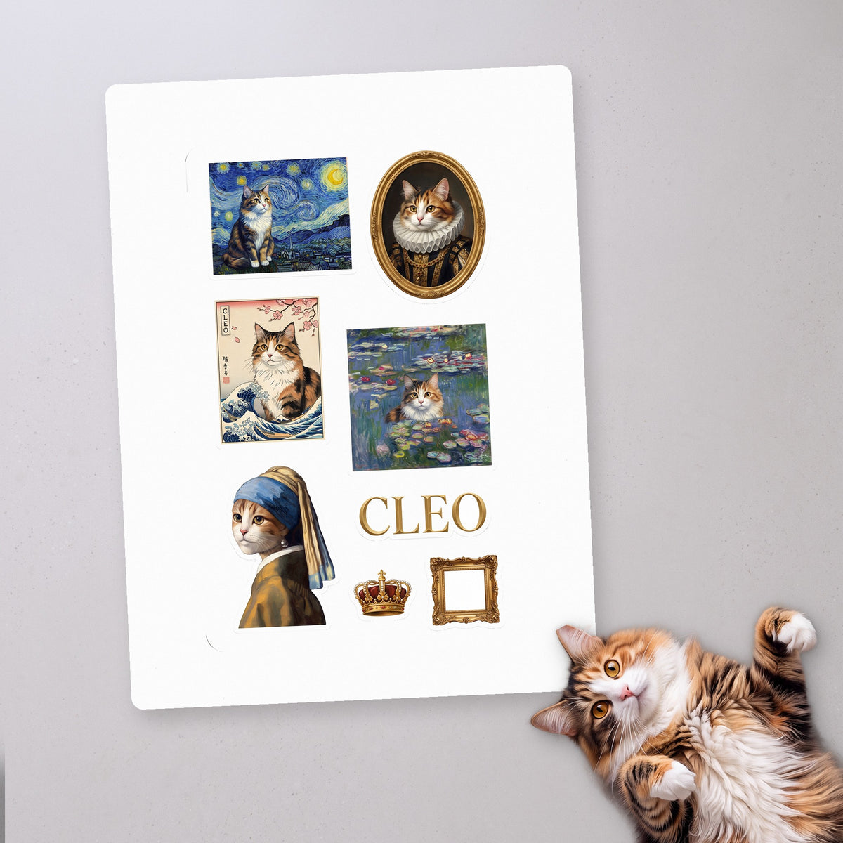 Museum Masterpieces personalized cat sticker sheet, Everyday edition