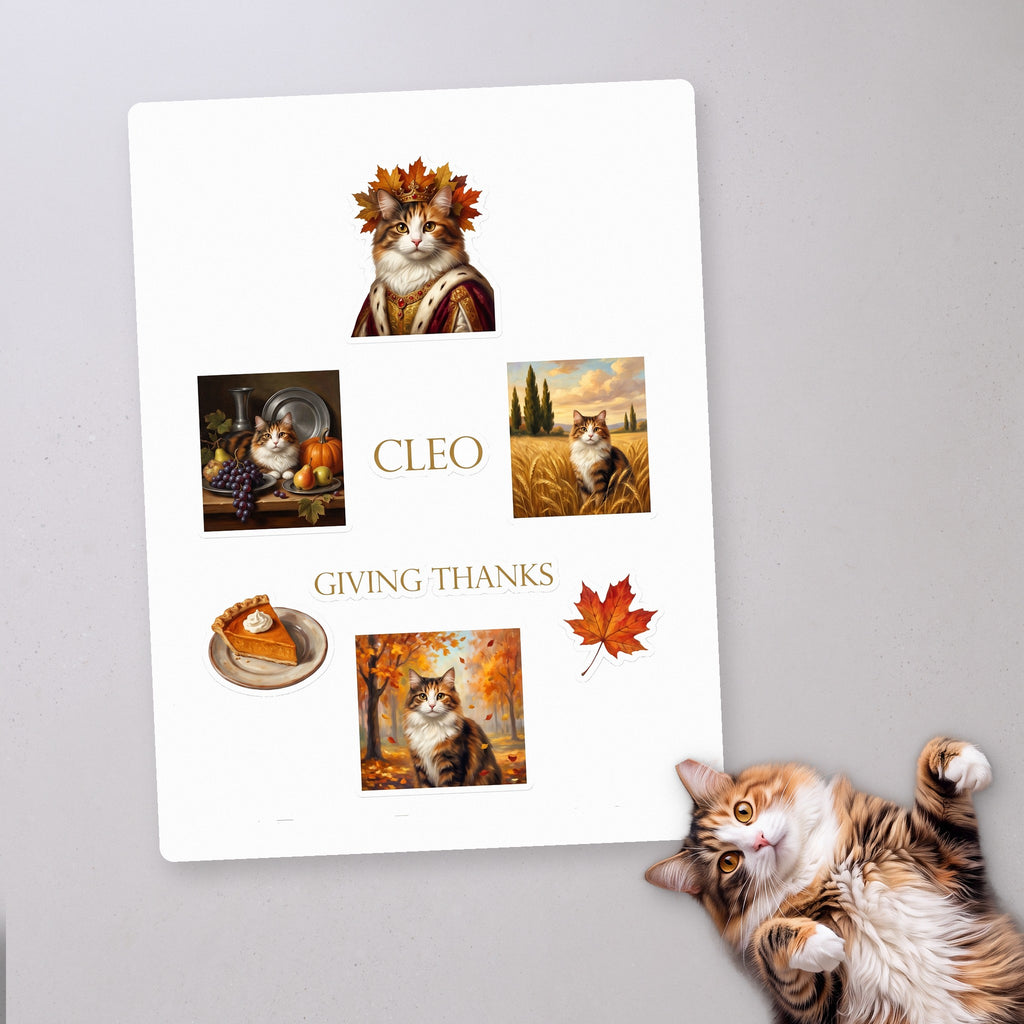 Museum Masterpieces personalized cat sticker sheet, Fall edition