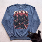 Personalized Cat Sweatshirt with Name — Retro Pet Custom Sweatshirt - Blue Jean