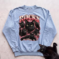 Personalized Cat Sweatshirt with Name — Retro Pet Custom Sweatshirt - Chambray