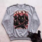 Personalized Cat Sweatshirt with Name — Retro Pet Custom Sweatshirt - Grey