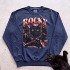 Personalized Cat Sweatshirt with Name — Retro Pet Custom Sweatshirt - True Navy