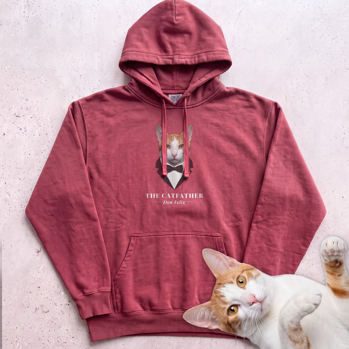 Personalized Catfather Cat Hoodie - Crimson