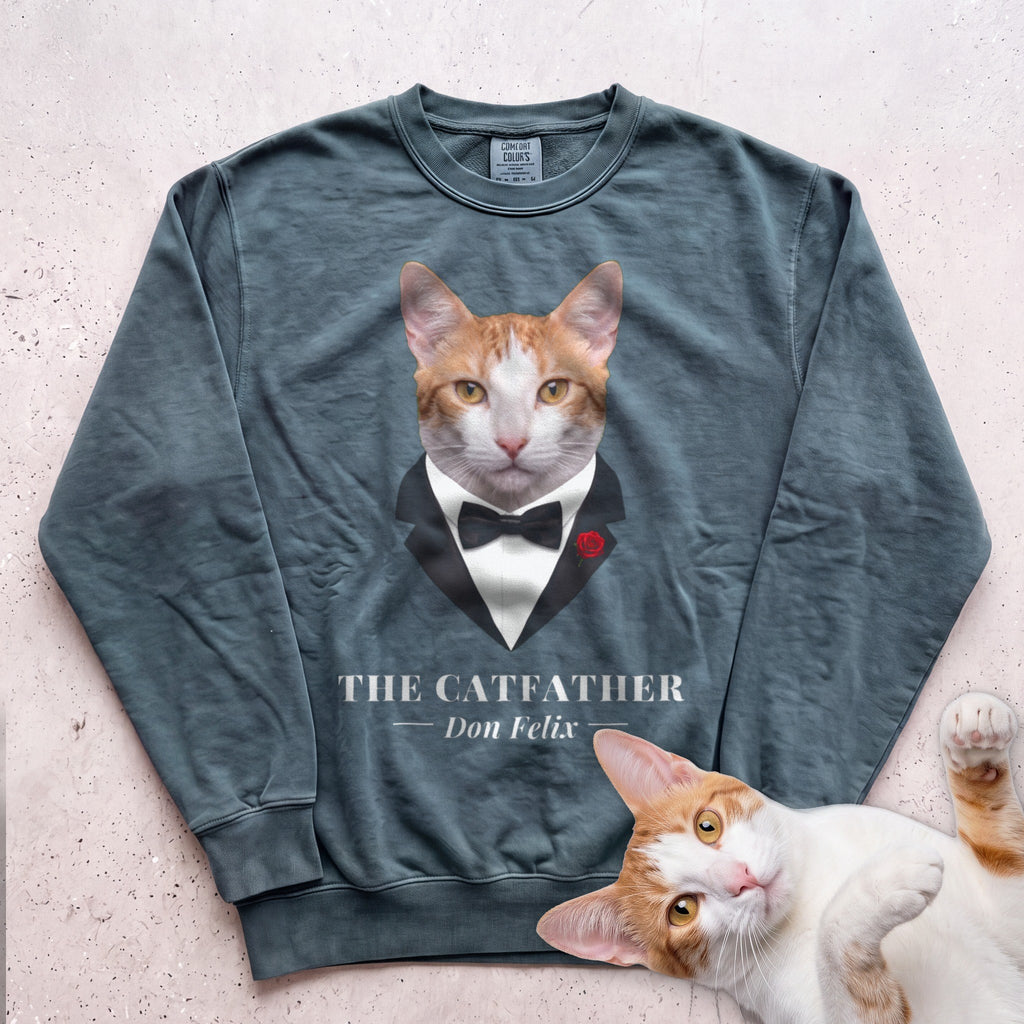 Personalized Catfather Cat Sweatshirt - Blue Spruce