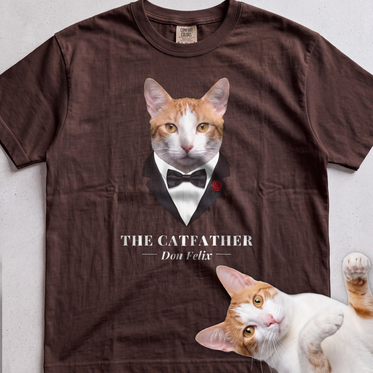 Personalized Catfather Cat T-Shirt - Espresso