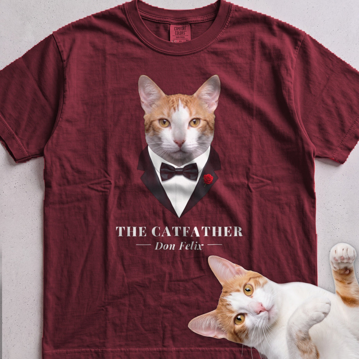 Personalized Catfather Cat T-Shirt - Wine