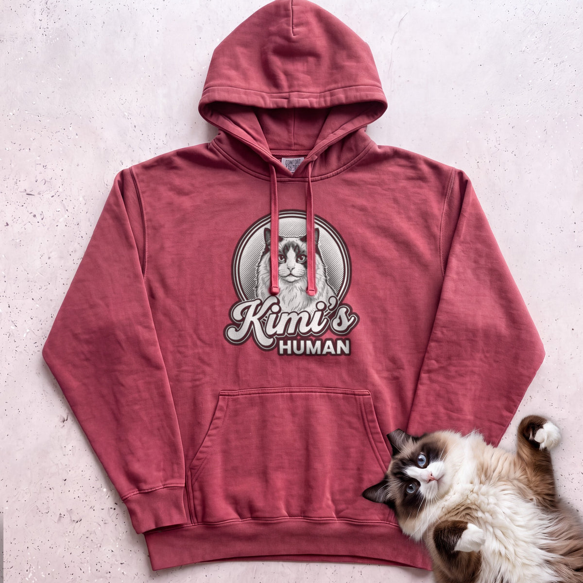 Personalized Cat's Human Hoodie - Crimson