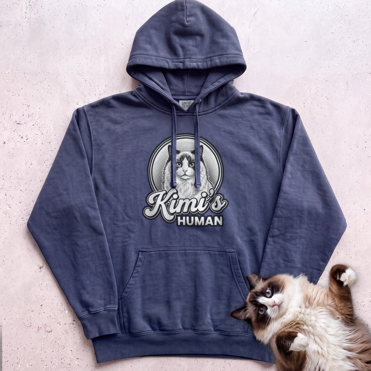 Personalized Cat's Human Hoodie - True Navy