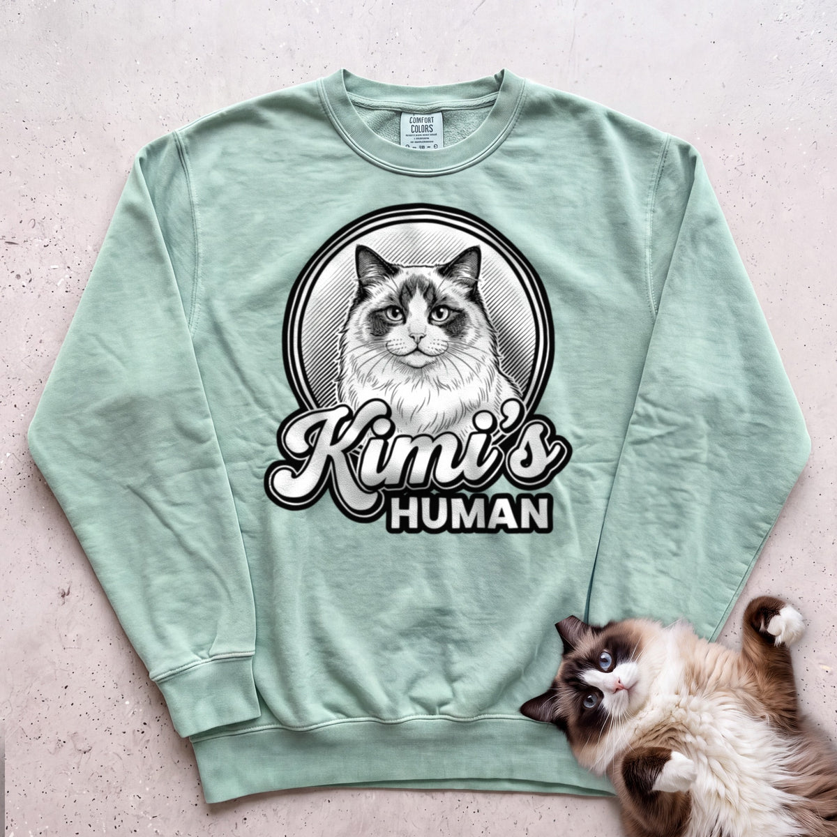 Personalized Cat's Human Sweatshirt - Light Green