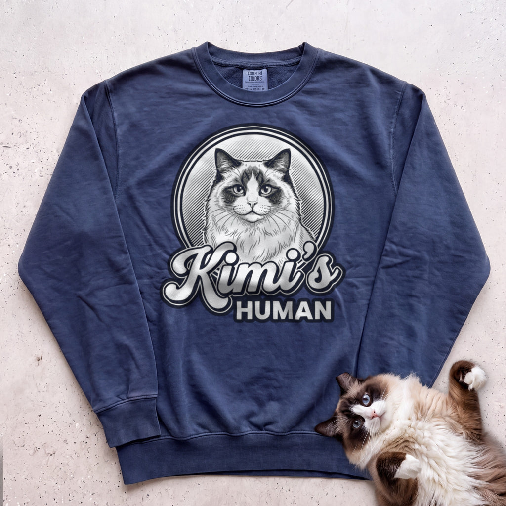 Personalized Cat's Human Sweatshirt - True Navy