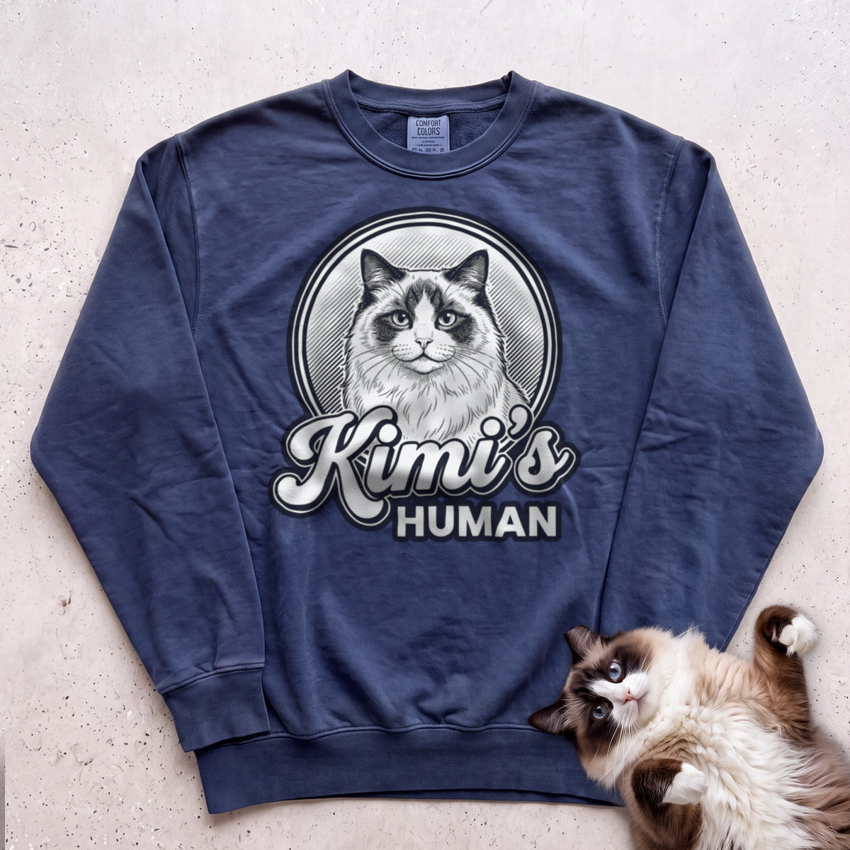 Personalized Cat's Human Sweatshirt - True Navy