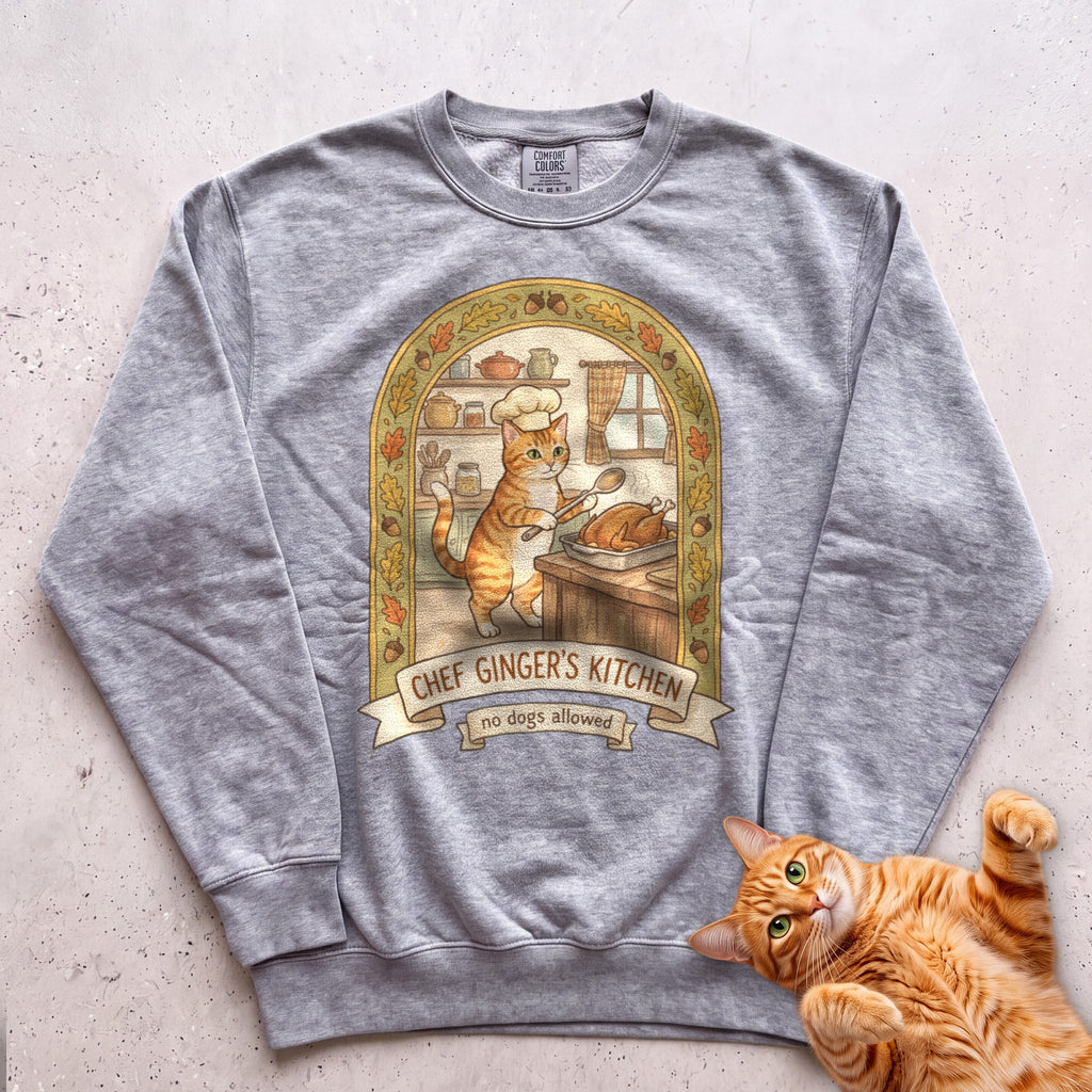 Personalized Chef's Kitchen Cat Sweatshirt - Grey