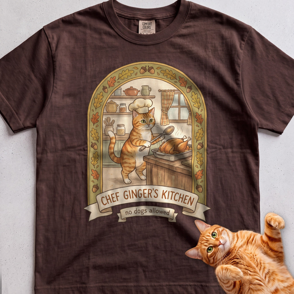 Personalized Chef's Kitchen Cat T-Shirt - Espresso