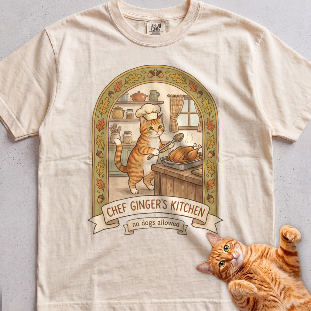 Personalized Chef's Kitchen Cat T-Shirt - Ivory