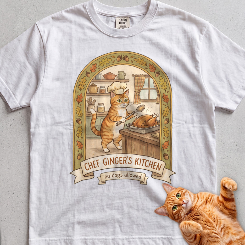 Personalized Chef's Kitchen Cat T-Shirt - White