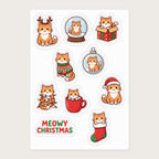 Personalized Christmas Cat Sticker Sheet, actual sheet layout (sample cat Mango)