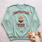 Personalized Christmas Club Varsity Cat Sweatshirt - Light Green