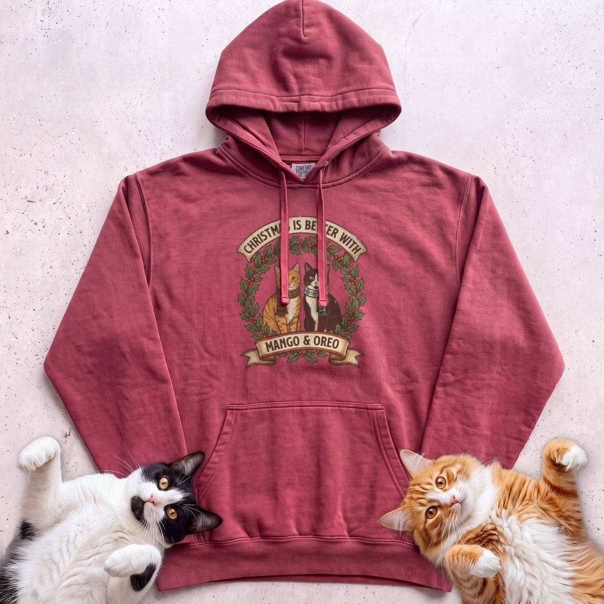 Personalized Christmas Is Better With Cats Hoodie - Crimson