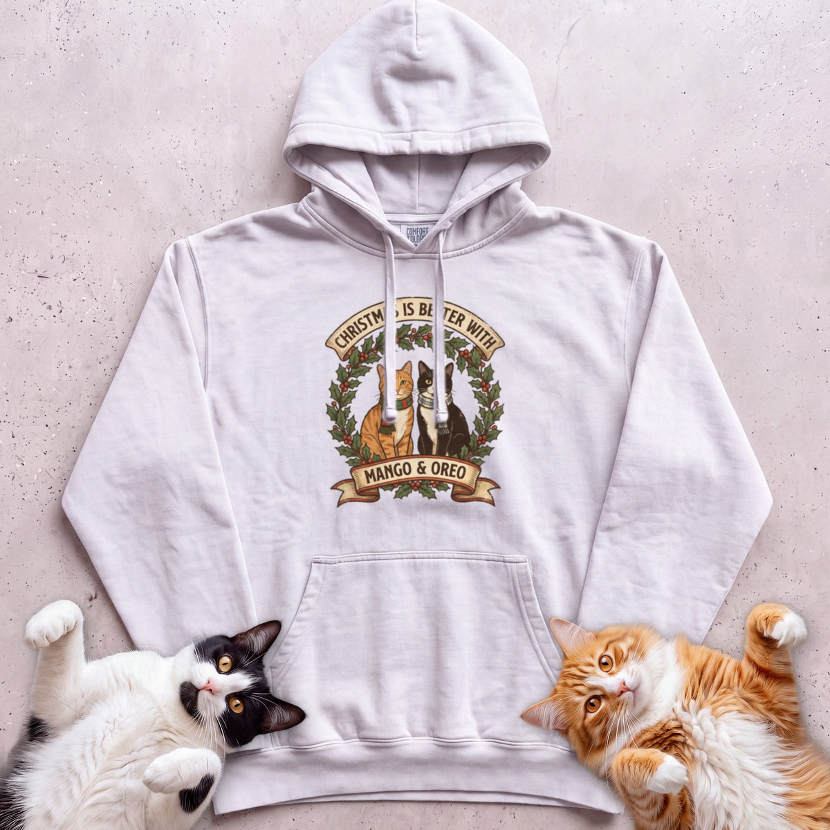 Personalized Christmas Is Better With Cats Hoodie - White