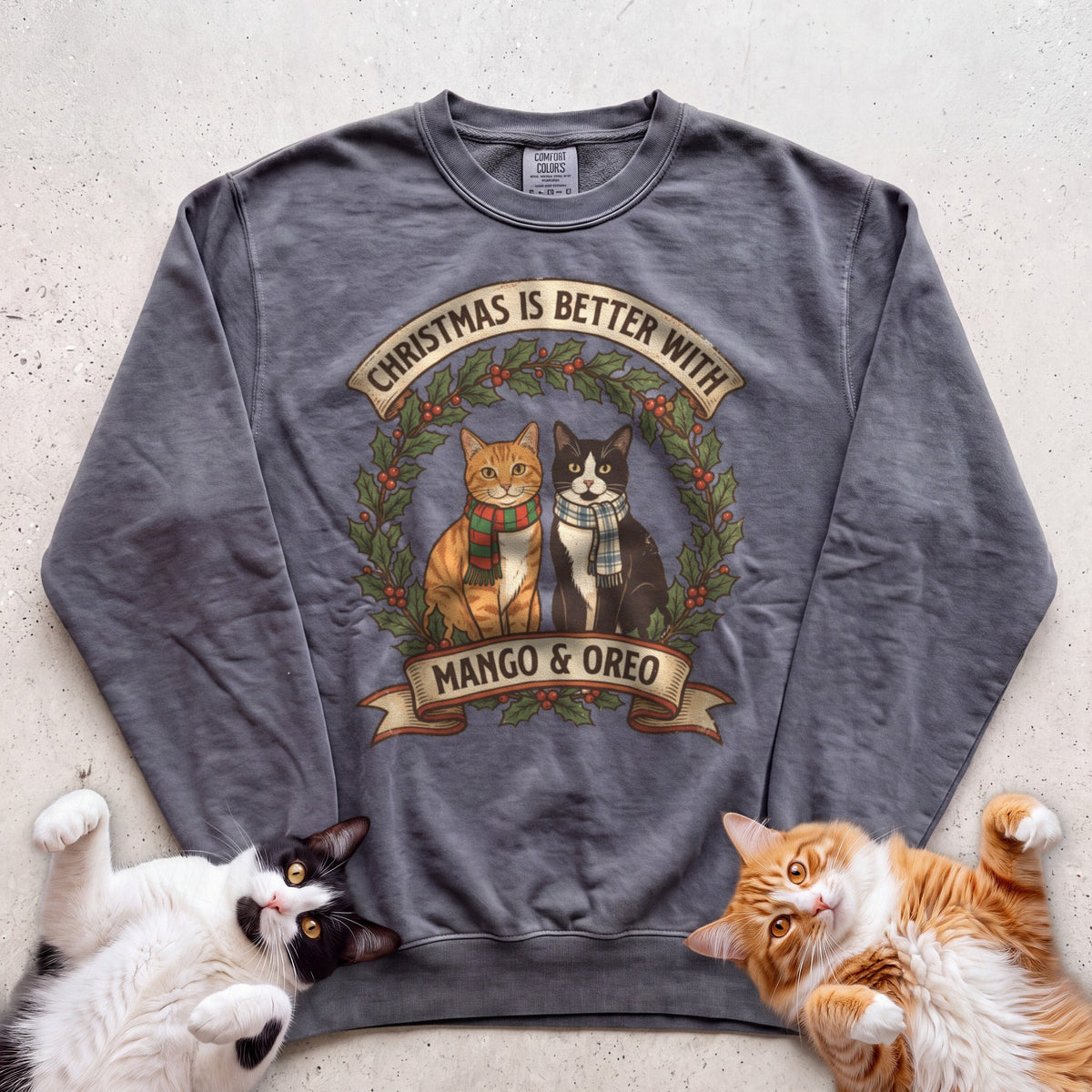 Personalized Christmas Is Better With Cats Sweatshirt - Pepper
