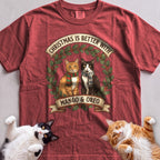 Personalized Christmas Is Better With Cats T-Shirt - Crimson