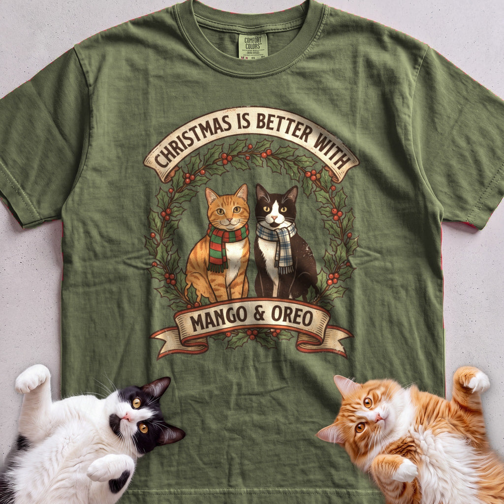 Personalized Christmas Is Better With Cats T-Shirt - Hemp