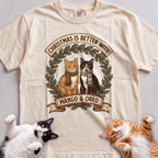 Personalized Christmas Is Better With Cats T-Shirt - Ivory