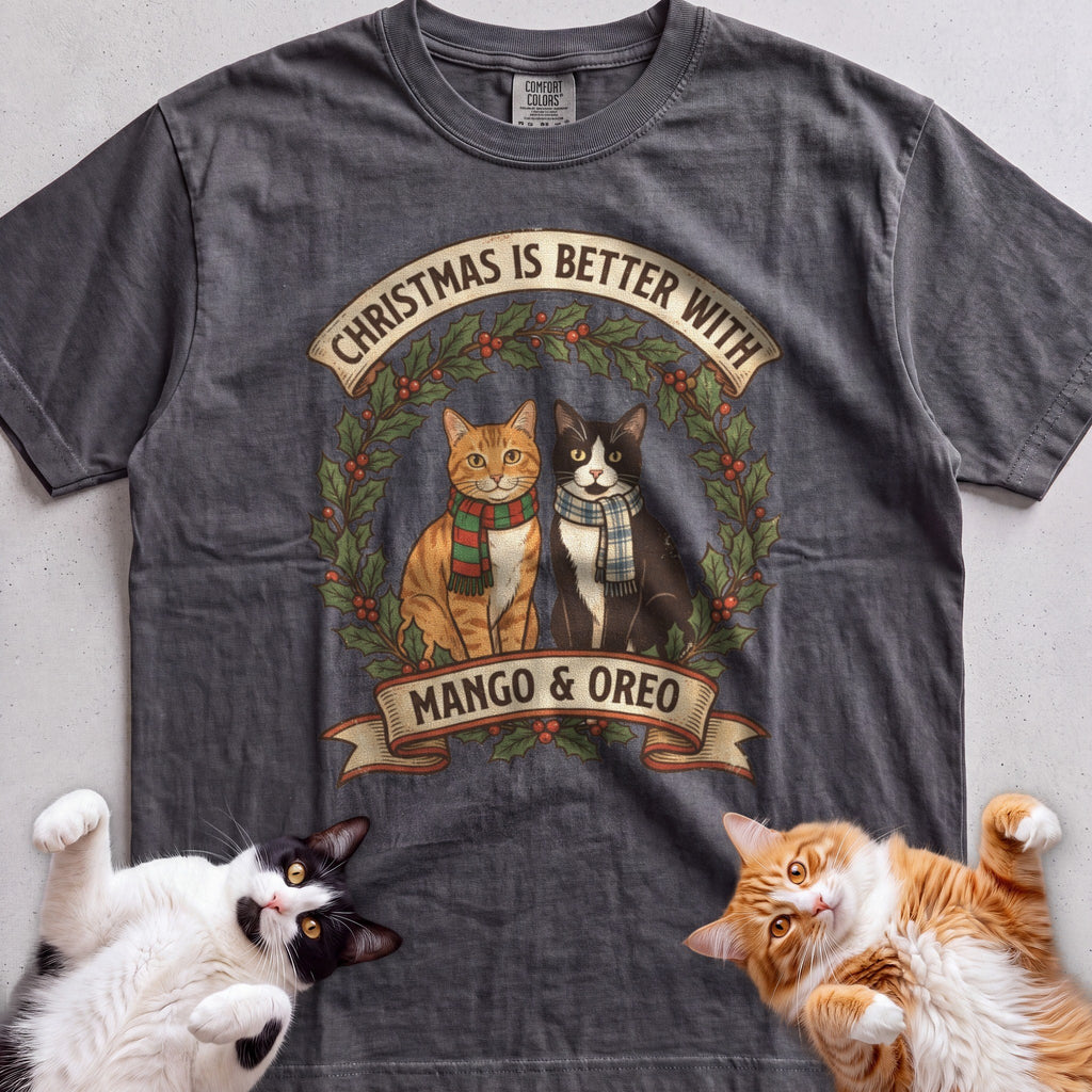 Personalized Christmas Is Better With Cats T-Shirt - Pepper