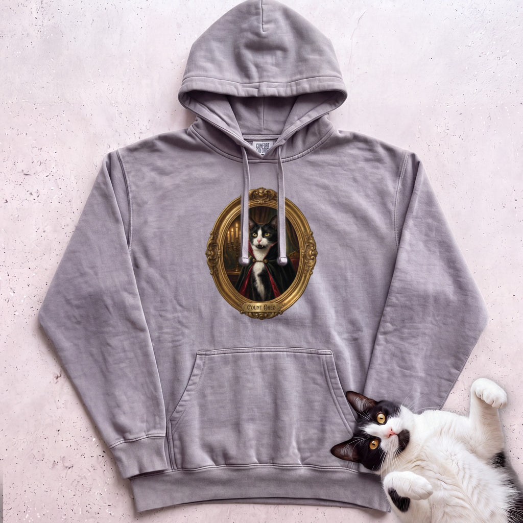 Personalized Count Vampire Cat Hoodie - Grey