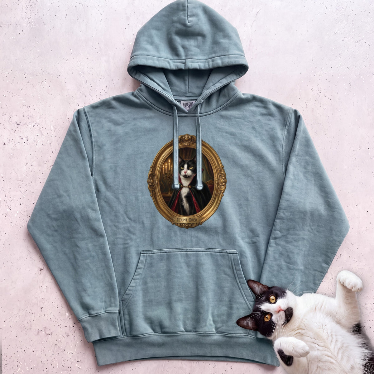 Personalized Count Vampire Cat Hoodie - Seafoam