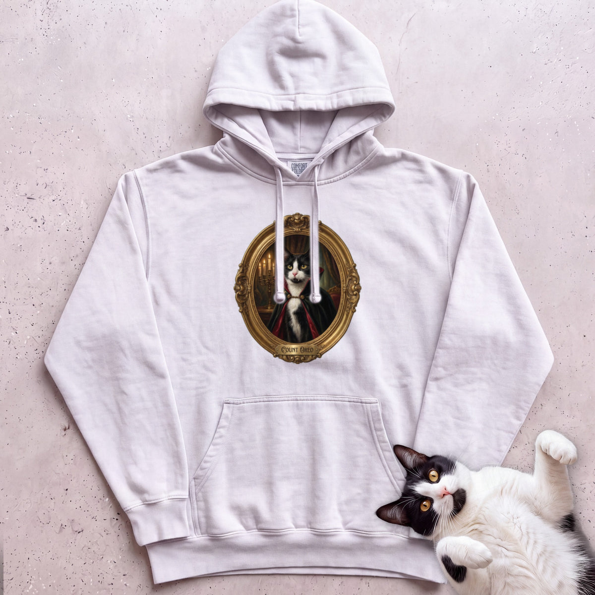 Personalized Count Vampire Cat Hoodie - White