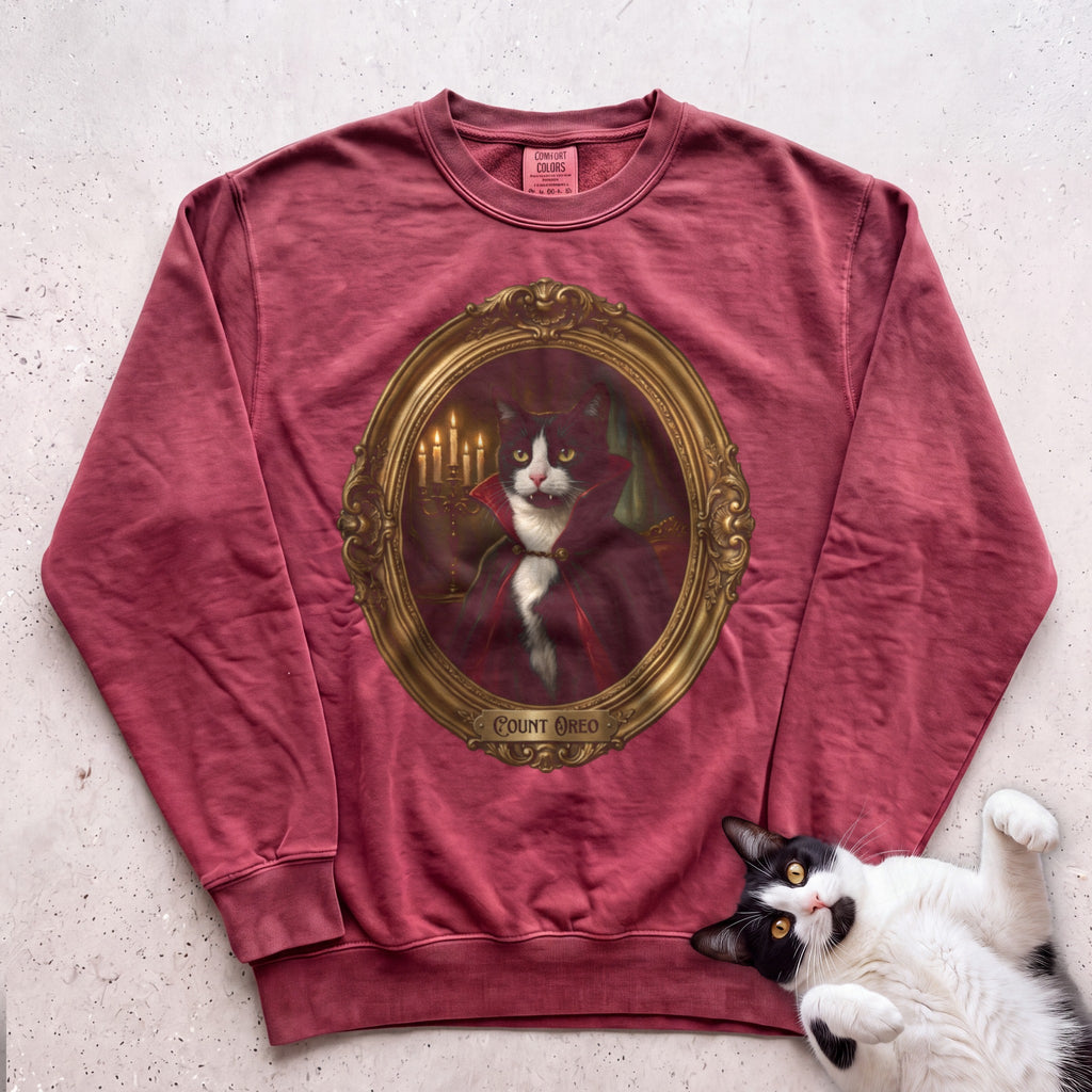 Personalized Count Vampire Cat Sweatshirt - Crimson