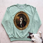 Personalized Count Vampire Cat Sweatshirt - Light Green