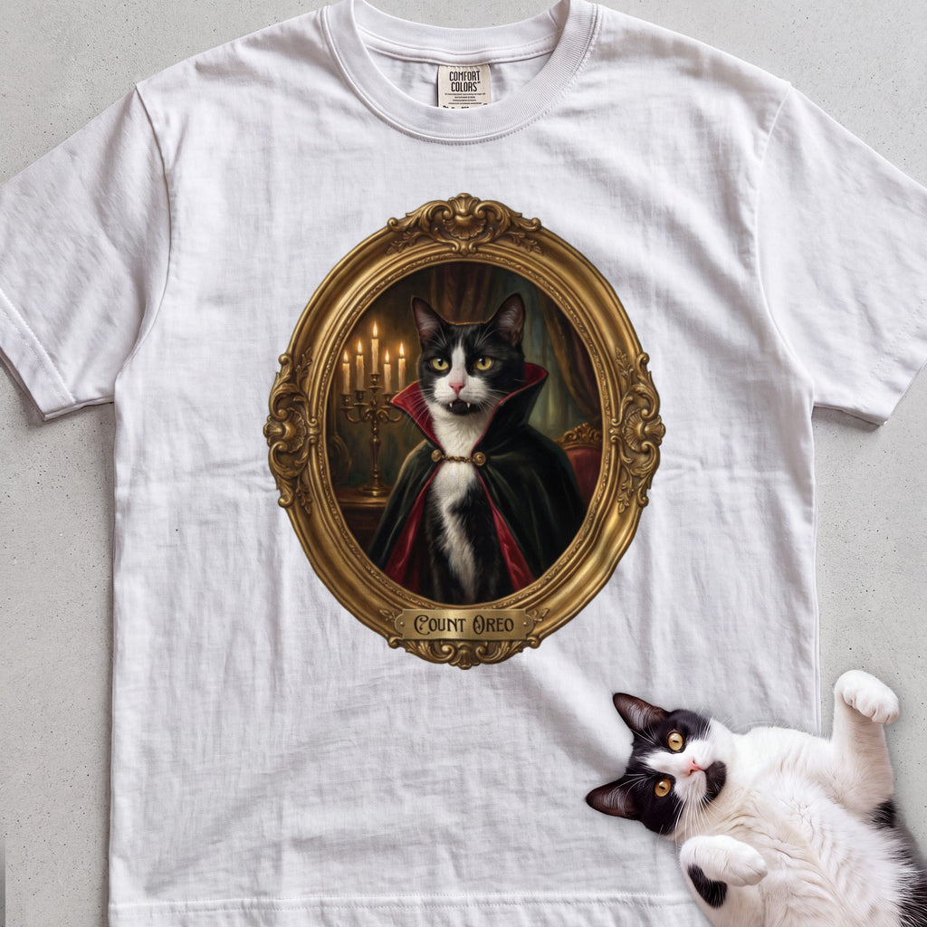 Personalized Count Vampire Cat T-Shirt - White