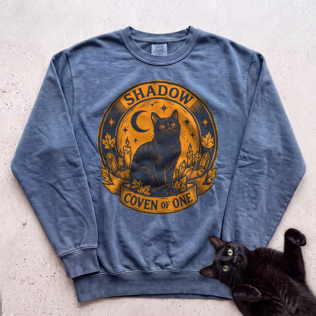 Personalized Coven of One Cat Sweatshirt - Blue Jean