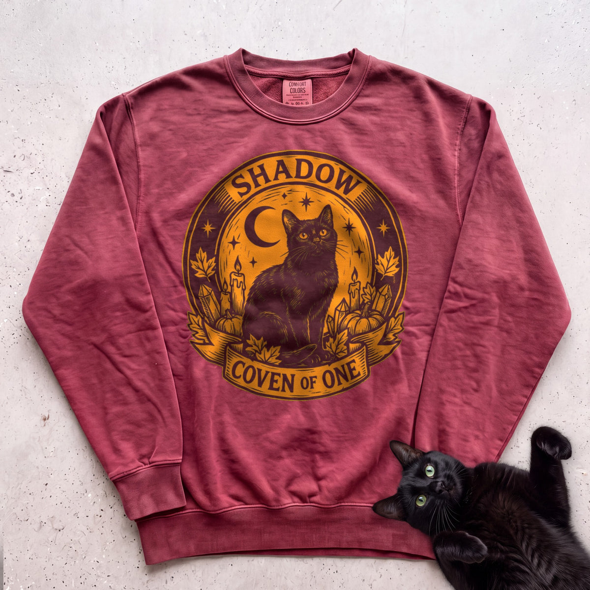 Personalized Coven of One Cat Sweatshirt - Crimson