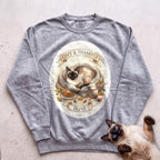 Personalized Cozy & Thankful Cat Sweatshirt - Grey