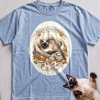 Personalized Cozy & Thankful Cat T-Shirt - Chambray