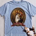 Personalized Crown of Autumn Leaves Cat T-Shirt - Chambray
