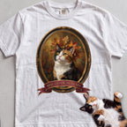 Personalized Crown of Autumn Leaves Cat T-Shirt - White