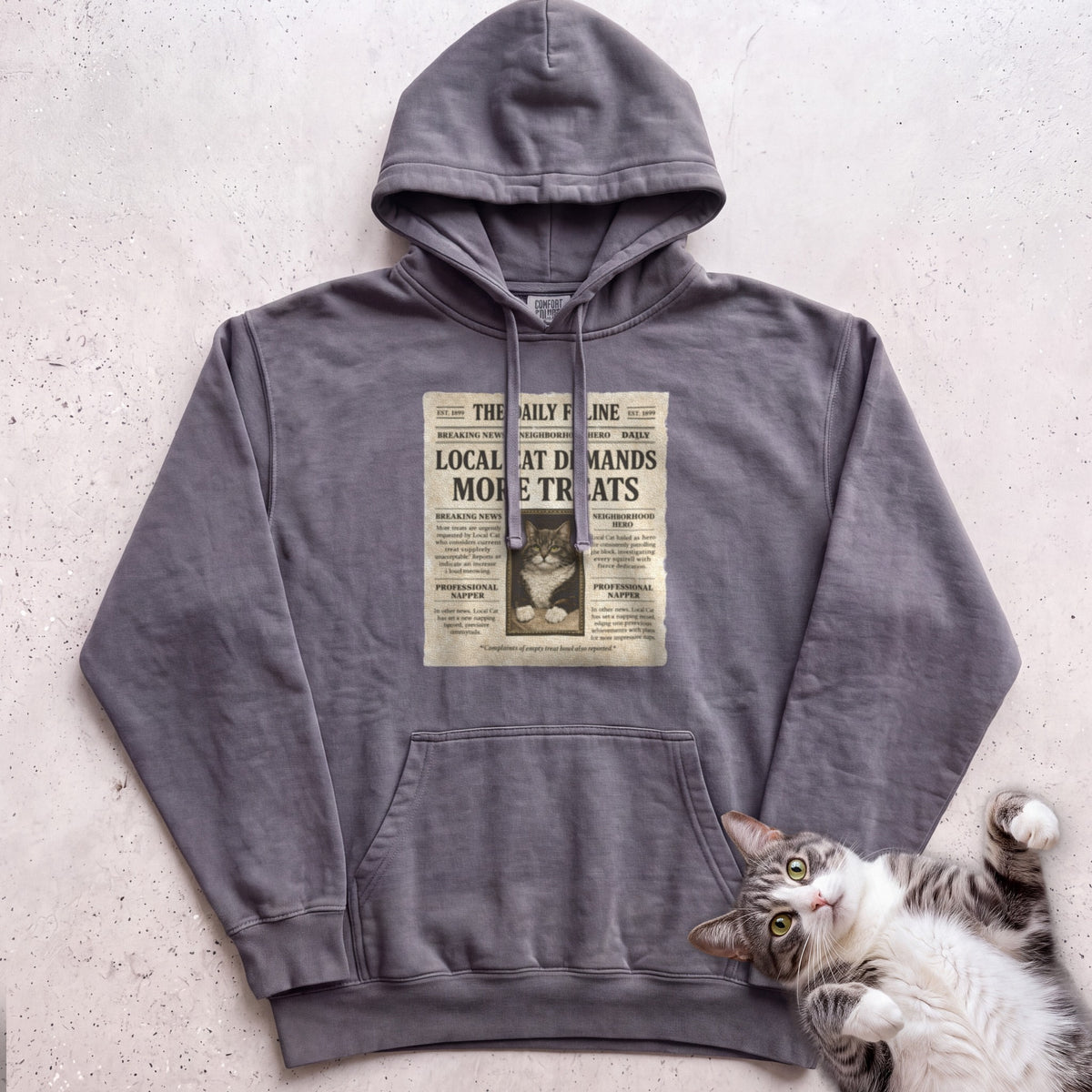 Personalized Custom Cat Newspaper Hoodie - Pepper