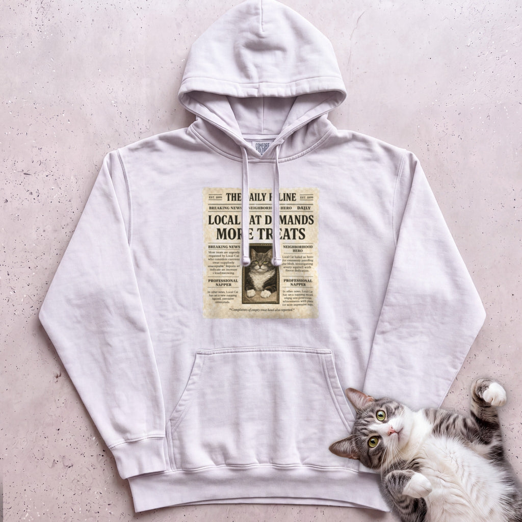 Personalized Custom Cat Newspaper Hoodie - White