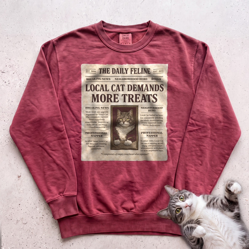 Personalized Custom Cat Newspaper Sweatshirt - Crimson