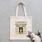 Personalized Custom Cat Newspaper Tote Bag - Natural