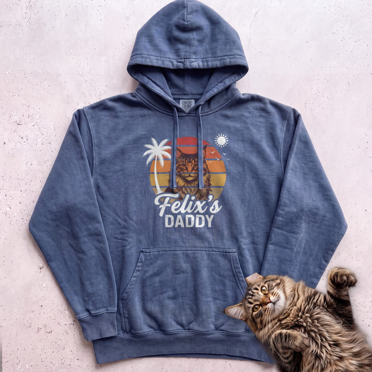Personalized Custom Daddy Cat Hoodie - Denim